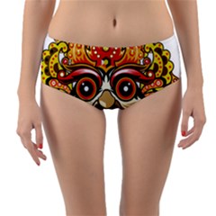 Bali Barong Mask Euclidean Vector Chiefs Face Reversible Mid-waist Bikini Bottoms by Sudhe