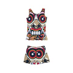 Bali Barong Mask Euclidean Vector Chiefs Face Kids  Boyleg Swimsuit by Sudhe