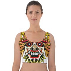 Bali Barong Mask Euclidean Vector Chiefs Face Velvet Crop Top by Sudhe