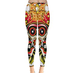 Bali Barong Mask Euclidean Vector Chiefs Face Inside Out Leggings by Sudhe