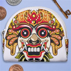 Bali Barong Mask Euclidean Vector Chiefs Face Horseshoe Style Canvas Pouch by Sudhe