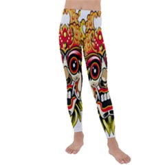 Bali Barong Mask Euclidean Vector Chiefs Face Kids  Lightweight Velour Leggings by Sudhe