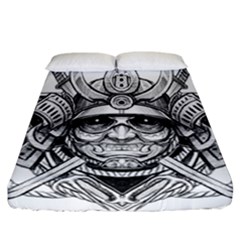 Drawing Samurai Tattoo Sketch Japanese Samurai Fitted Sheet (california King Size) by Sudhe