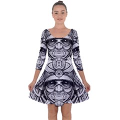 Drawing Samurai Tattoo Sketch Japanese Samurai Quarter Sleeve Skater Dress by Sudhe