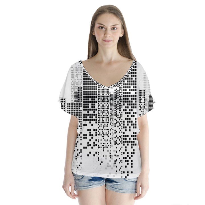 Division A Collection Of Science Fiction Fairytale V-Neck Flutter Sleeve Top