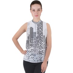 Division A Collection Of Science Fiction Fairytale Mock Neck Chiffon Sleeveless Top by Sudhe