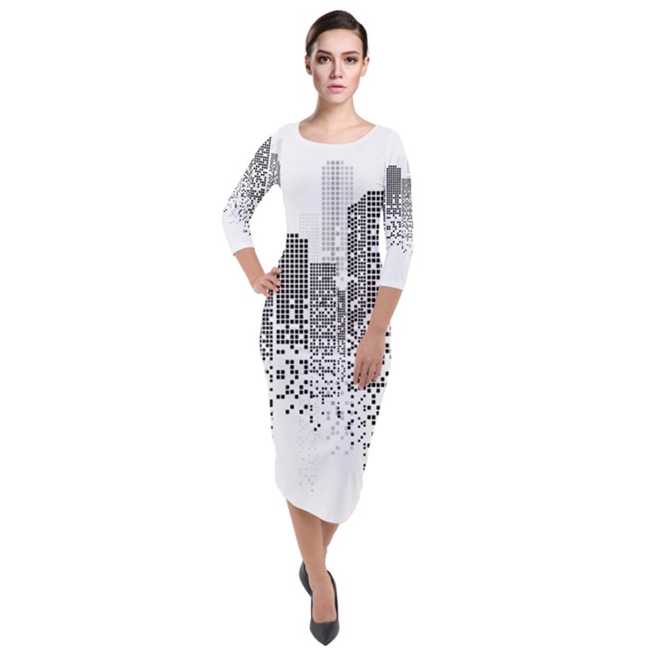 Division A Collection Of Science Fiction Fairytale Quarter Sleeve Midi Velour Bodycon Dress