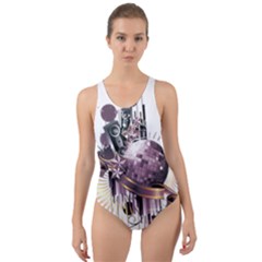 Nightclub Disco Ball Dj Dance Speaker Cut-out Back One Piece Swimsuit by Sudhe