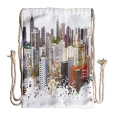 Hong Kong Skyline Watercolor Painting Poster Drawstring Bag (large) by Sudhe