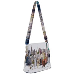 Hong Kong Skyline Watercolor Painting Poster Zipper Messenger Bag