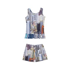 Hong Kong Skyline Watercolor Painting Poster Kids  Boyleg Swimsuit