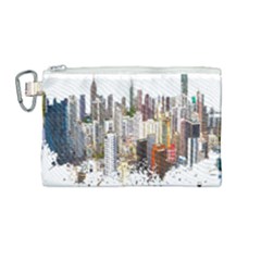 Hong Kong Skyline Watercolor Painting Poster Canvas Cosmetic Bag (medium) by Sudhe