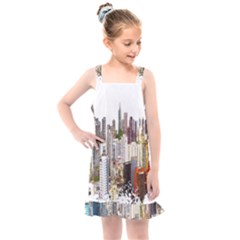 Hong Kong Skyline Watercolor Painting Poster Kids  Overall Dress