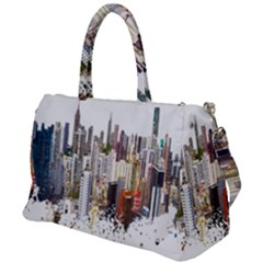 Hong Kong Skyline Watercolor Painting Poster Duffel Travel Bag