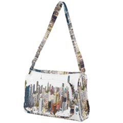 Hong Kong Skyline Watercolor Painting Poster Front Pocket Crossbody Bag by Sudhe