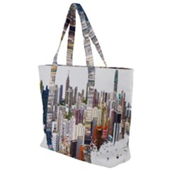 Hong Kong Skyline Watercolor Painting Poster Zip Up Canvas Bag by Sudhe