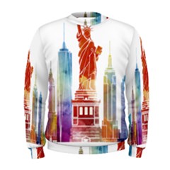 New York City Poster Watercolor Painting Illustrat Men s Sweatshirt by Sudhe