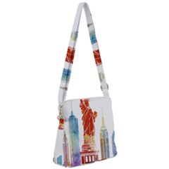 New York City Poster Watercolor Painting Illustrat Zipper Messenger Bag