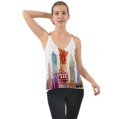 New York City Poster Watercolor Painting Illustrat Chiffon Cami by Sudhe