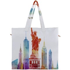 New York City Poster Watercolor Painting Illustrat Canvas Travel Bag