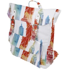 New York City Poster Watercolor Painting Illustrat Buckle Up Backpack