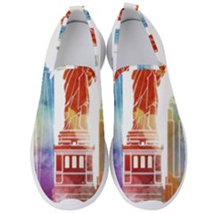 New York City Poster Watercolor Painting Illustrat Men s Slip On Sneakers