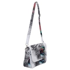 Lion King Head Shoulder Bag With Back Zipper by Sudhe