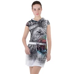 Lion King Head Drawstring Hooded Dress