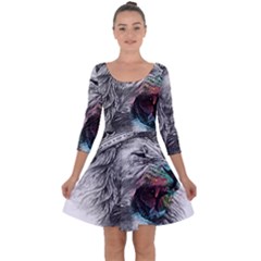 Lion King Head Quarter Sleeve Skater Dress by Sudhe