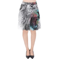 Lion King Head Velvet High Waist Skirt by Sudhe