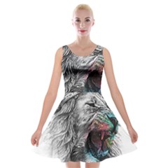 Lion King Head Velvet Skater Dress by Sudhe