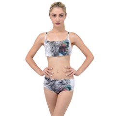 Lion King Head Layered Top Bikini Set