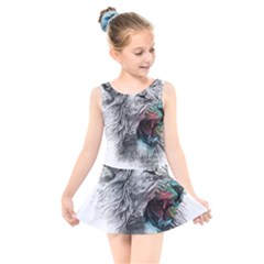 Lion King Head Kids  Skater Dress Swimsuit