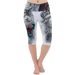 Lion King Head Lightweight Velour Cropped Yoga Leggings