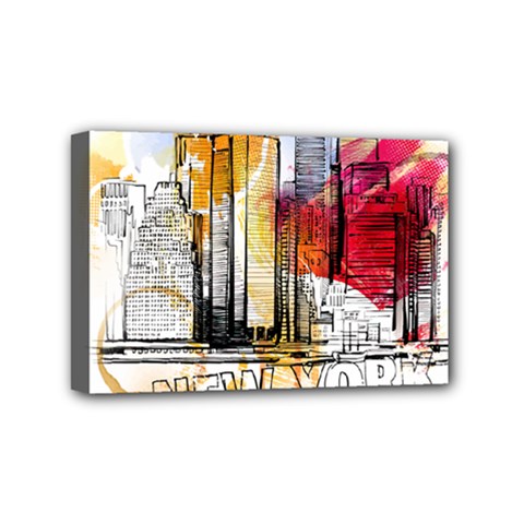 New York City Skyline Vector Illustration Mini Canvas 6  X 4  (stretched) by Sudhe