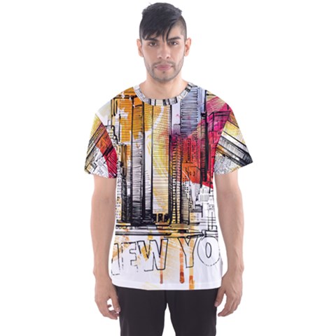 New York City Skyline Vector Illustration Men s Sports Mesh Tee by Sudhe