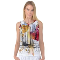 New York City Skyline Vector Illustration Women s Basketball Tank Top by Sudhe