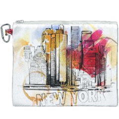 New York City Skyline Vector Illustration Canvas Cosmetic Bag (xxxl)