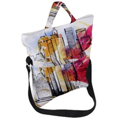 New York City Skyline Vector Illustration Fold Over Handle Tote Bag by Sudhe