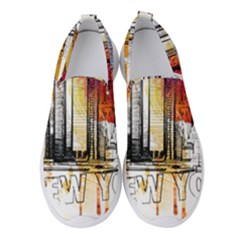 New York City Skyline Vector Illustration Women s Slip On Sneakers