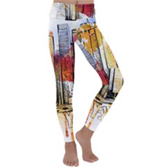 New York City Skyline Vector Illustration Kids  Lightweight Velour Classic Yoga Leggings