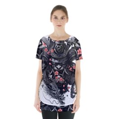 Sleeve Tattoo  Samurai Skirt Hem Sports Top