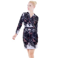 Sleeve Tattoo  Samurai Button Long Sleeve Dress