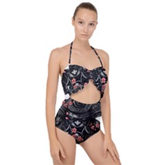 Sleeve Tattoo  Samurai Scallop Top Cut Out Swimsuit by Sudhe