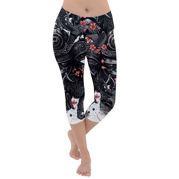 Sleeve Tattoo  Samurai Lightweight Velour Capri Yoga Leggings