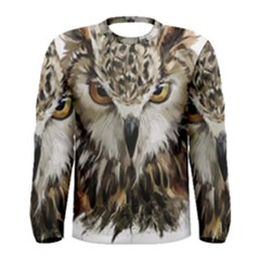 Vector Hand Painted Owl Men s Long Sleeve Tee