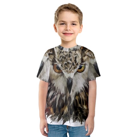 Vector Hand Painted Owl Kids  Sport Mesh Tee by Sudhe