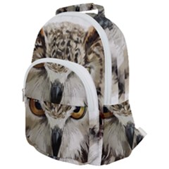 Vector Hand Painted Owl Rounded Multi Pocket Backpack