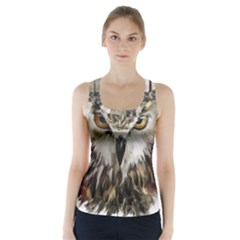 Vector Hand Painted Owl Racer Back Sports Top by Sudhe