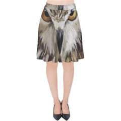 Vector Hand Painted Owl Velvet High Waist Skirt by Sudhe